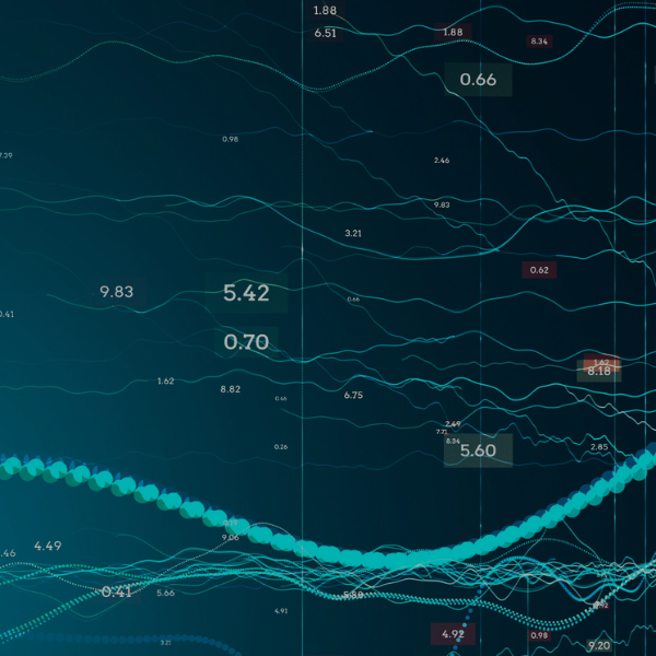 Abstract data pipeline visualisation showing flowing streams and analytics, representing pipeline modernisation