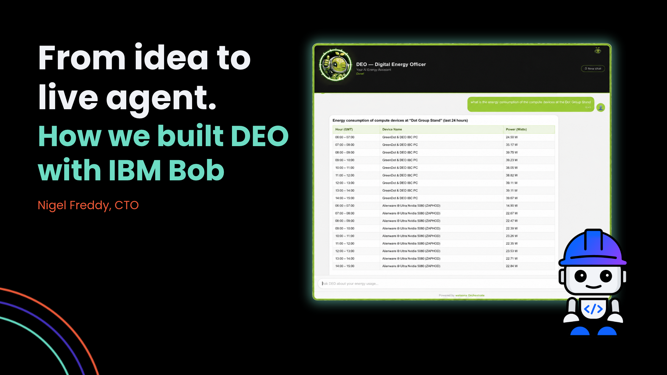 From idea to live agent: how we built DEO with IBM Bob
